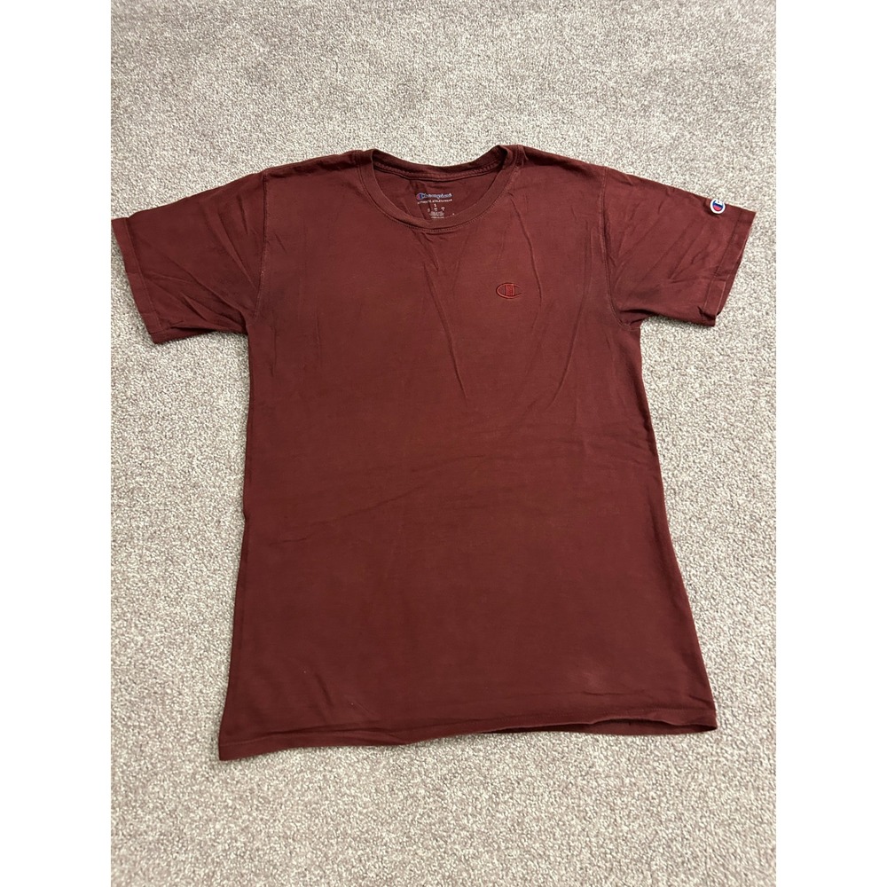 Champion T-Shirt Mens‎ Small Maroon Excellent Short Sleeve Embroidered Logo Tee